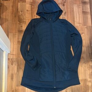 Tek Gear Women's Blue Crayon Hooded Long Mixed Media Jacket size Large